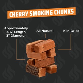 Cherry Wood Chunks for Smokers by Kindled Provisions - Kiln Dried Box of 30 Lbs & 4-6" Sweet Fruity BBQ - Smoking Wood Chunks Grill - Premium Southern Appalachian Hardwood - Grill Pork, Beef & Poultry