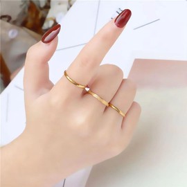 Gold Stackable Rings for Women Trendy Dainty 14K Gold Plated Stacking Knuckle Rings Band Ring Promise Eternity Wedding Rings Set