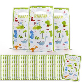 ASTARON Dinosaur Party Bags for Kids Party 30 Pcs Dinosaur Birthday Gift Bags， Baby Shower Party Supplies Plastic Goodie Bags for Kids Favors Dinosaur Party Decorations
