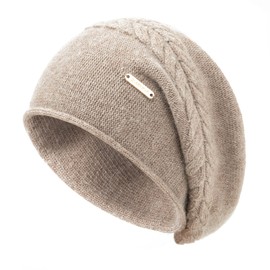 QUEENFUR Knit Slouchy Beanie Hats for Women Cashmere Ski Cap Knitted Wool Soft Warm Winter Hat
