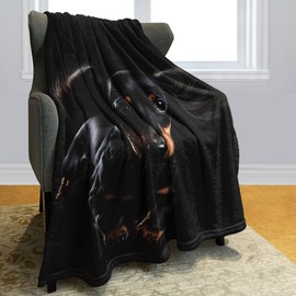 Rstick Dachshund Blanket 60"x80" Black Dog Fleece Blanket Soft Fuzzy Plush Throw Blanket Gifts for Men Women Girls Boys