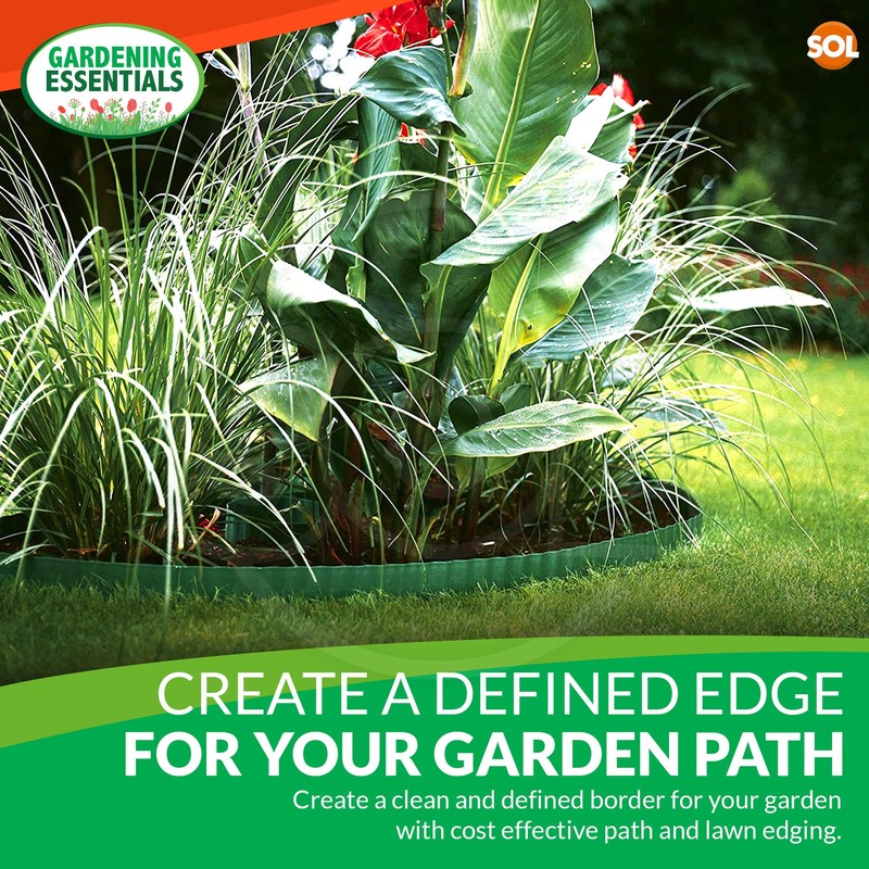 SOL Lawn Edging Border, 100mm x 10m Garden Edging, Flexible