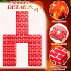 Fullhawl 34 Pcs 3D Artificial Red Brick Cardboard Fireplace 39