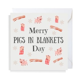 Second Ave Funny Pigs In Blankets Day Square Christmas Xmas Holiday Festive Greetings Card