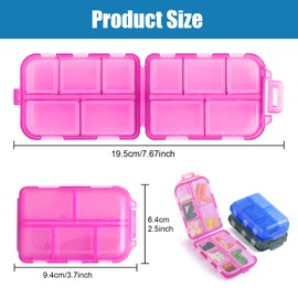 Pastillero de Viaje, 3 Piezas Pastillero Portátil con 10 compartimentos, Organizador de Pastillas para Vitaminas, Suplementos, Medicamentos