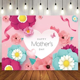 LTLYH 7x5ft Happy Mother's Day Flowers Photography Background for Vinyl Bokeh for Party Photo Booths Shower Backdrop 130