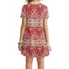 MOLERANI Women's Casual Plain Simple T-Shirt Loose Dress(Boho Floral Red,XS)