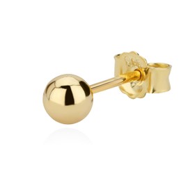 NKlaus Single Ball Stud Earrings Gold 585 – Stud Earrings Gold Ball – 14 Carat Yellow Gold – Diameter from 3.0 mm to 6.0 mm Earrings – Jewellery Women, Men & Girls, Yellow Gold