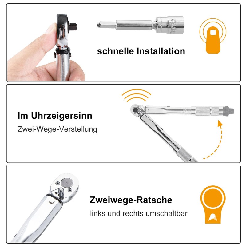Holdfiturn Torque Wrench Square Drive Adjustable Wrenches, Ratchet Wrench with