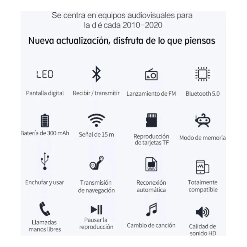 Transmisor Receptor Bluetooth 5.0 QYJU Aux Jack 3.5mm Negro Para