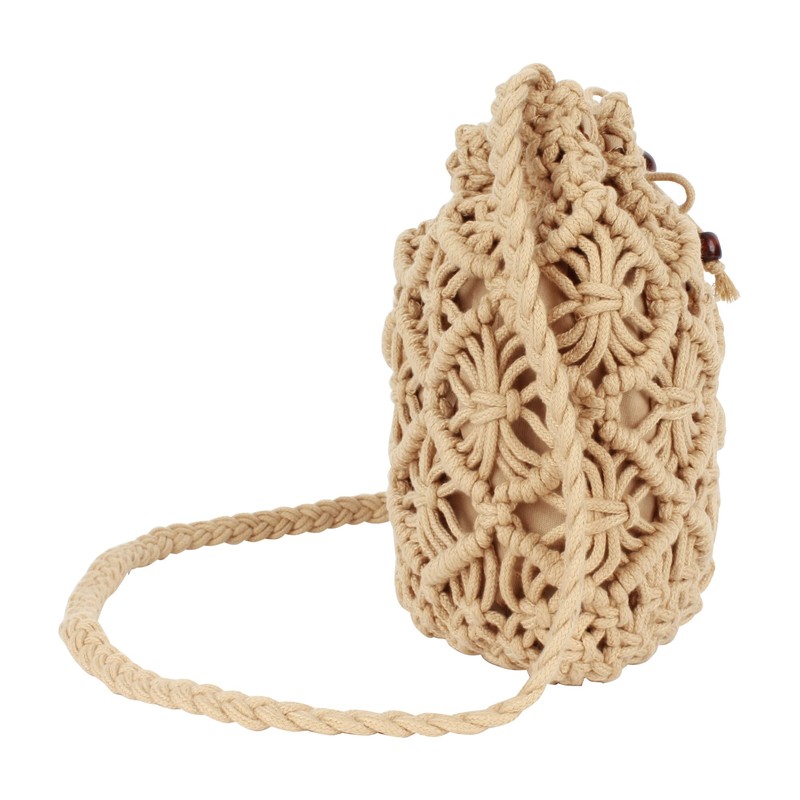 Meyaus Women Mini Cotton Crochet Crossbody Bag Summer Beach Shoulder