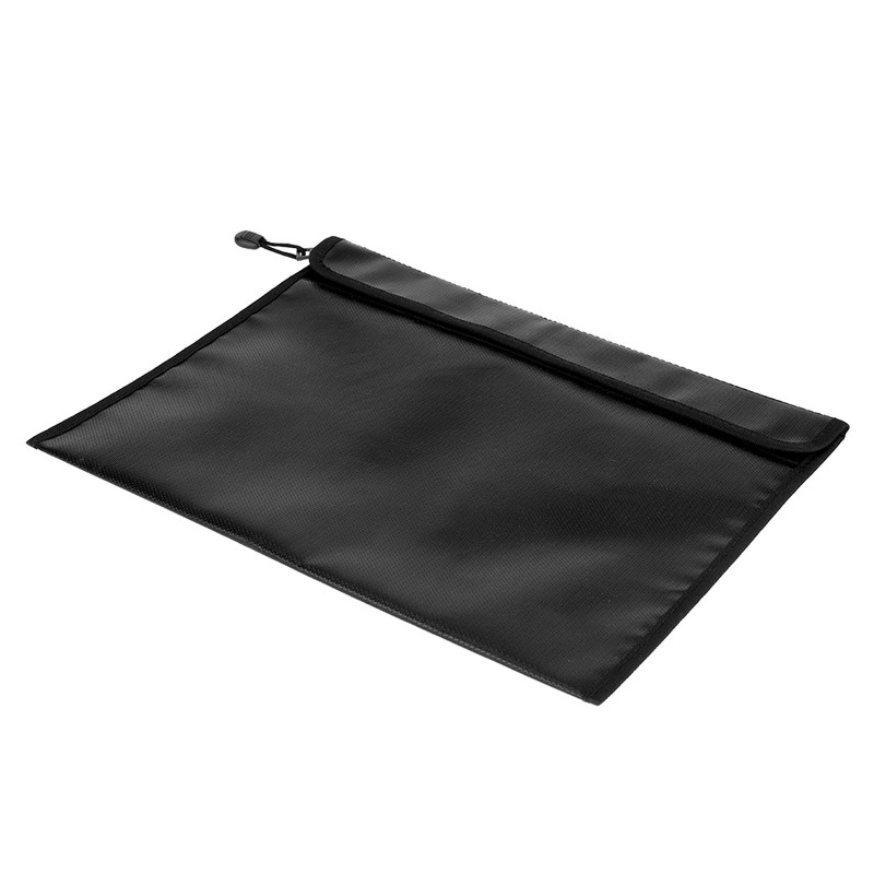 Black Fireproof Document Bag Cross Section Passport Money Certificates Keeping