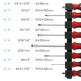 INTERTOOL 8-Piece Magnetic Screwdriver Set, Phillips & Flat Head, S2 Steel, Premium Grip Handles, Rust Resistant, Wall Mount, General Purpose Repair Kit VT08-3438