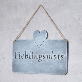 levandeo Sign Favourite Place 25 x 16 cm Heart Garden Decoration Door Sign Wall Picture Concrete