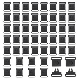 PATIKIL Plastic Safety Breakaway Buckles 5/8 Inch(15mm), 50 Pack Webbing Strap Quick Release Buckle Belt Adjuster for Bra Cat Dog Collar Harness Strap Badge Holders Neck Lanyard, Black