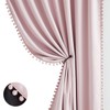 Pink Blackout-Curtains for Bedroom Pom Pom Thermal Insulated 100% Full