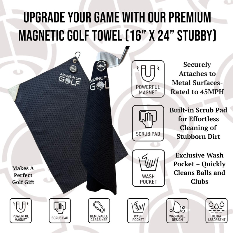 Multi-Function Magnetic Golf Towel with Wash Pocket, Magna-Anchor Technology, Waffle