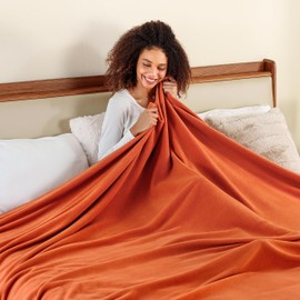 Berkshire Blanket Microfleece Twin Size Bed Blanket Amberglow Orange, Lightweight Soft Breathable Plush Micro Fleece Blanket for Bed Couch Sofa, 60x92 Inches