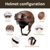 Lutcaut German Style Leather Motorcycle Half Helmet for Adults Men