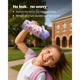 Choco Mocha Kids Water Bottle For School, Kids Insulated Water Bottle Stainless Steel for Girls, 14Oz Teal