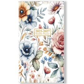 2025-2027 Mini Pocket Planner – July 2025 to June 2027, 3.5" x 6.5" Saddle-Stitched Monthly Calendar with Notes Pages – Compact Organizer for Purse, Office & Travel,Colorful Large Flower