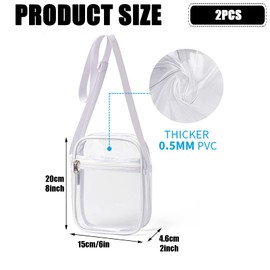 TYXHXTF 2 Pcs Transparente Tasche, Wasserdichte Stylisch Sling Bag, Crossbody Schultertasche, Damen Durchsichtig Umhängetasche Klein, mit Verstellbarem Abnehmbarem Gurt