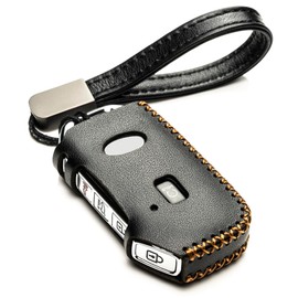 Vitodeco Genuine Leather Smart Key Fob Case Compatible for Kia Soul, Seltos, Sportage, NIRO, Sorento, Telluride, Rio, Forte, K5, Stinger 2019-2022 (5-Button, Black)