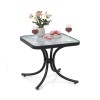 Black Tempered Glass Top Patio Table with Heavy-Duty Metal Frame