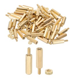 PATIKIL M2.5X16mm+6mm Standoff Screws, 100Pcs Male to Female Hex Brass PCB Standoff Spacer Screw Nut Assortment Kit for PCB Computer Circuit Board, Golden