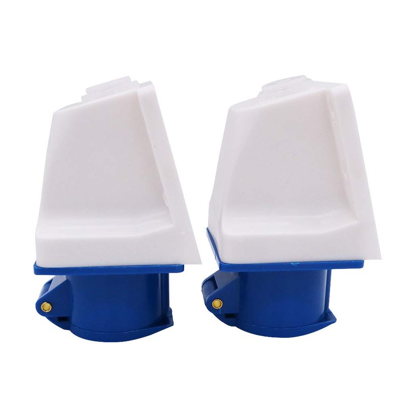 POFET 2Pcs Power Plus 16AMP Surface-Mountable Sockets 220-250 Volt 3