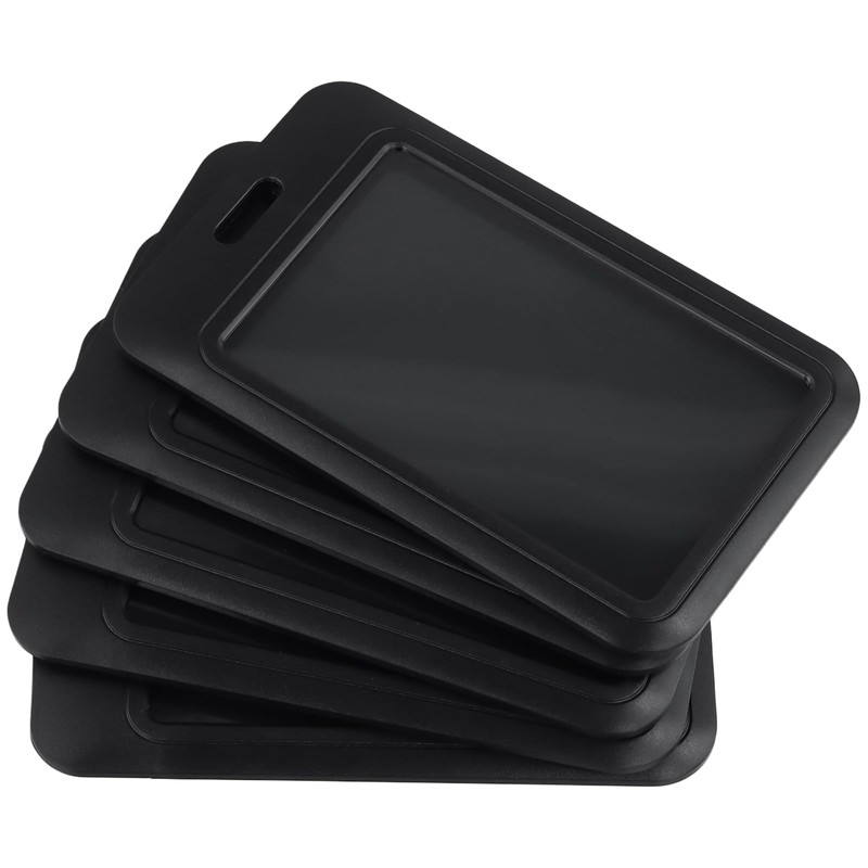 SINJEUN 50 Pack Sliding ID Badge Holder, Black Badge Holders