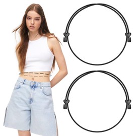 WDG 2pcs Crop Tuck Band,Tuck Band Adjustable Band,croptuck Adjustable Band,Crop Band for Tucking Shirts,Shirt Stays Belt for Men/Women(Black,L)