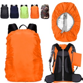 LingTu 20-80L Waterproof Backpack Rain Cover with Storage Pouch and Adjustable Buckle Strap for Traveling Outdoor Hiking Camping (Orange, 20-30L Backpack Cover)