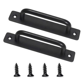 Teensery 2 Pcs Barn Door Handles Aluminum Alloy Sliding Door Pull Handles Gate Door Handles with Mounting Screws for Closet Cabinet Dresser Cupboard Wardrobe Drawer, 5.8 Inch Long (Black)