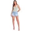 YMI Womens Junior Wannabettabutt 3-Button Mid-Rise Cuffed Hem Lightly Distressed