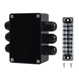 JINDOUZI ABS IP67 Waterproof Dustproof Electrical Junction Box, with 15A 600V Barrier Terminal Cable Connector, 3IN/3Out Power Junction Box（3.93 * 2.67 * 1.96in）