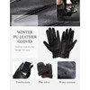 Philivivi Men's Winter Touch Screen Gloves, Artificial Leather, Warm Mittens,