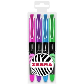 Zebra Fuente - Disposable Fountain Pen - 1.0mm Fine Nib 0.6mm Line Width - Wallet of 4 (Tropical Tones)