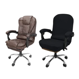 NeColorLife Office Chair Cover with Armrest Covers Stretchable Desk Chair Cover Thick Checked Jacquard High Back Office Seat Cover for Universal Rotating Chair (Large Size,Black)