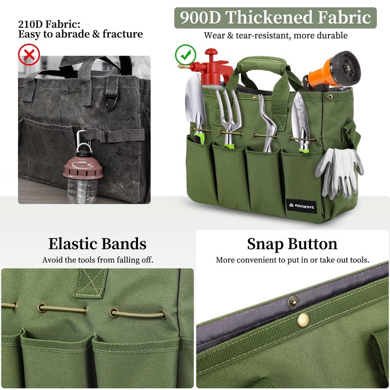 Raynesys Garden Tote Bag, Gardening Tool Bag Organizer with Pockets