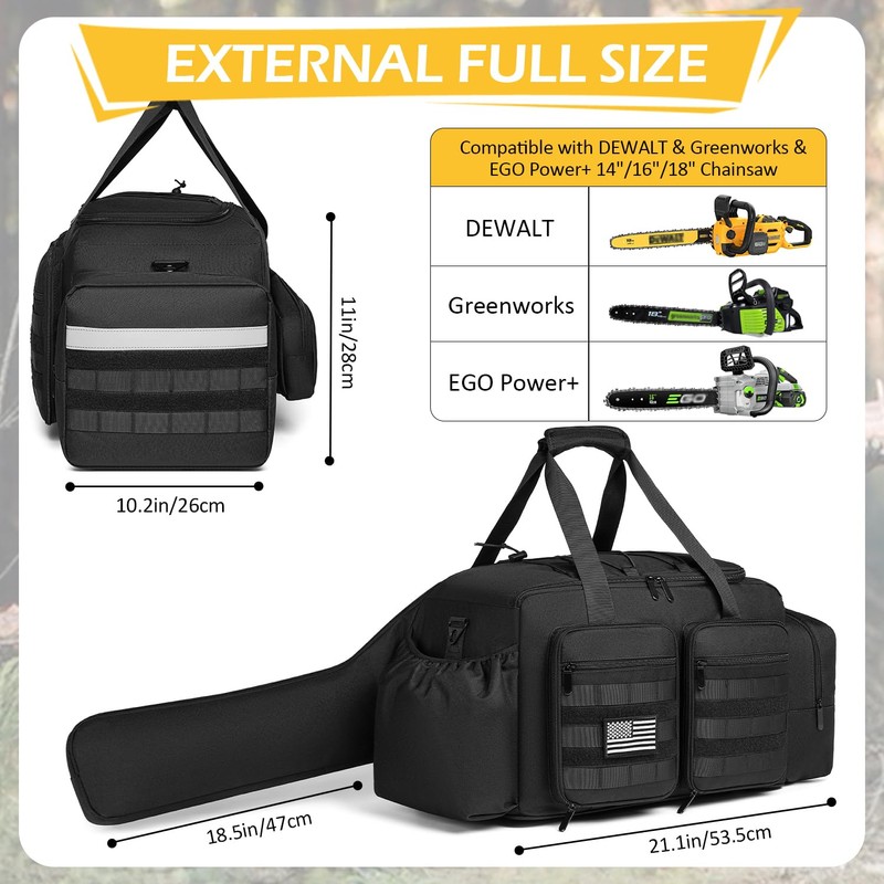 Chainsaw Carrying Case - Tactical Style Waterproof Storage Bag for
