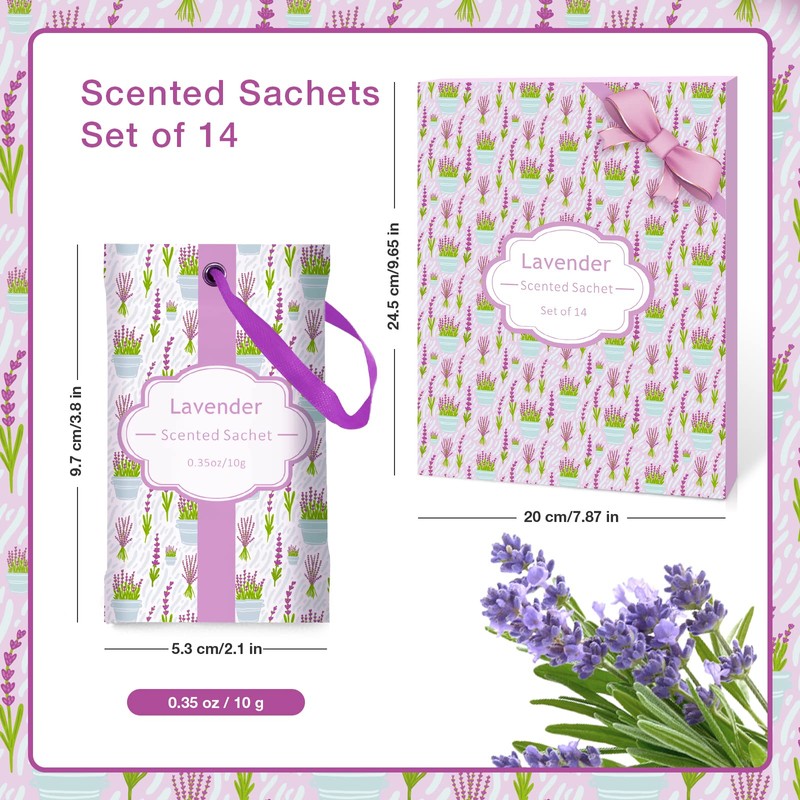 SCENTORINI Sachets for Drawers and Closets, Long-Lasting Lavender Sachets Bags,