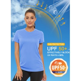 MAGCOMSEN Work Out Tops Gym for Women Short Sleeve Athletic Tops Moisture Wicking Shirts Running Shirts for Women Dry Fit Tshirts Light Blue,S