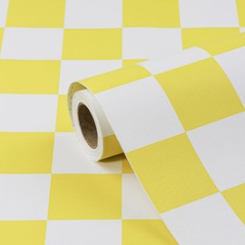 Amiya Checkered Wallpaper Peel and Stick Yellow Mosaic Checkerboard Contact Paper 17.3”X160”Modern Self Adhesive Vinyl Removable Wall Paper for Shelf Liner, Bedroom,Cabinets,Living Room