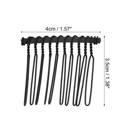VOCOSTE Hair Side Comb Accessories Metal 4cm Silver Tone Anti-Slip 4pcs Black