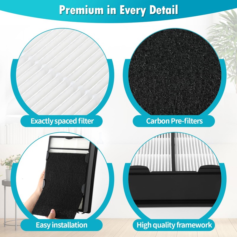 DerBlue 3PCS HAPF600 Filter Replacement and 3PCS pre filter Compatible