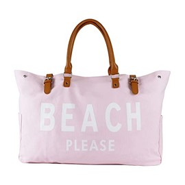 Beach Please Bag with Leather Handle, Extra Large Beach Bag for Women Waterproof, Pink