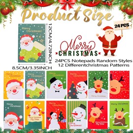 Auzlya Pack of 24 Mini Notepads Christmas Notebook, Christmas Cartoon Notebook, Christmas Notepads Children, Christmas Party Gifts Bag Fillers, Random Colour Pattern