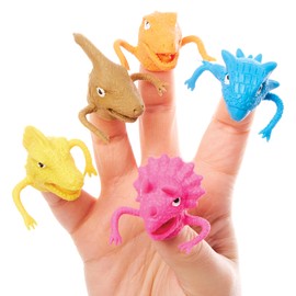 Baker Ross FX671 Dinosaur Finger Puppets - Pack of 10 Party Bag Fillers for Kids