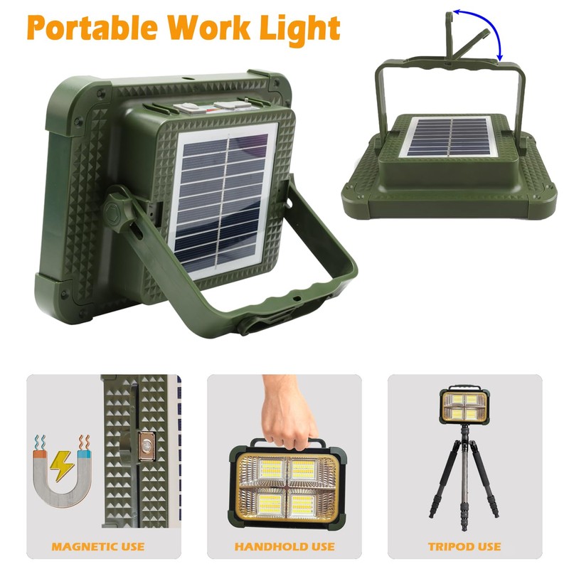 Vaonviao Solar Work Light Portable LED Work Light 200W Job